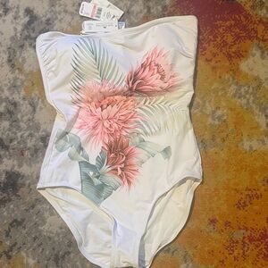 Tommy Bahama White Floral One Piece Swimsuit